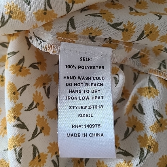 NEW Inmod Los Angeles Women's Folksong Floral Wrap Top in Yellow Size L - Picture 8 of 9